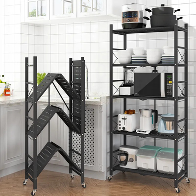 Шкаф полки складчатости металла кухни живущей комнаты телескопичный с колесами